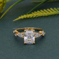 Floral Three Stone Radiant Cut Lab Grown Diamond Engagement Ring - JBR Jeweler