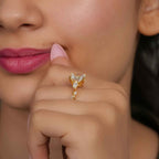 Floral Three Stone Radiant Cut Lab Grown Diamond Engagement Ring - JBR Jeweler