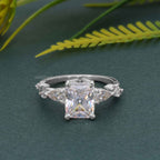 Floral Three Stone Radiant Cut Lab Grown Diamond Engagement Ring - JBR Jeweler