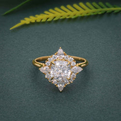 Floral Inspired Cushion Cut Halo Lab Grown Diamond Engagement Ring