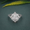 Floral Inspired Cushion Cut Halo Moissanite Diamond Engagement Ring - JBR Jeweler