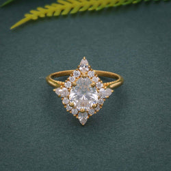 Floral Inspired Pear Cut Halo Lab Grown Diamond Engagement Ring
