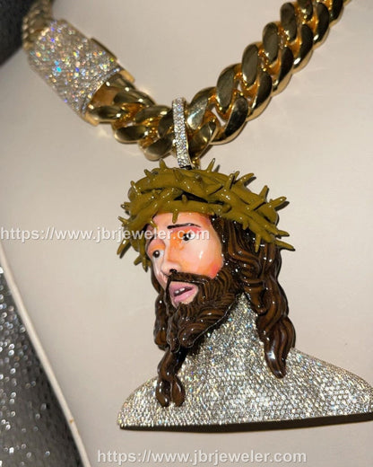 Jesus 3D Gesicht Anhänger Custom Hip Hop Moissanite Iced Out Anhänger