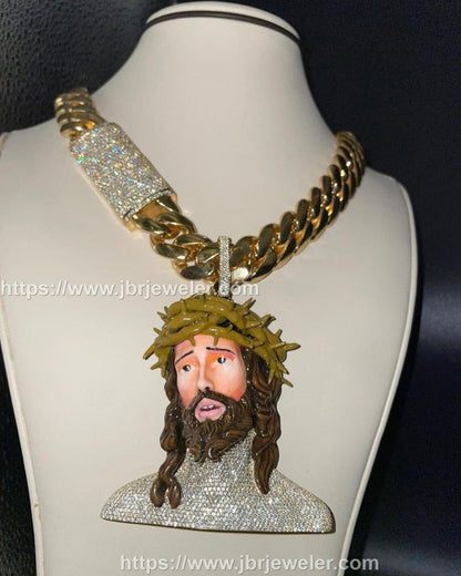 Jesus 3D Gesicht Anhänger Custom Hip Hop Moissanite Iced Out Anhänger