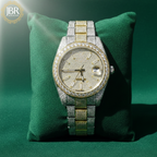 Fully iced-out VVS moissanite baguette diamond watch featuring precision-cut baguette stones across the bezel, dial, and band, delivering a bold, high-shine luxury statement look.