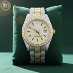 Fully iced-out VVS moissanite baguette diamond watch featuring precision-cut baguette stones across the bezel, dial, and band, delivering a bold, high-shine luxury statement look.