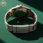 Fully iced-out VVS moissanite baguette diamond watch featuring precision-cut baguette stones across the bezel, dial, and band, delivering a bold, high-shine luxury statement look.