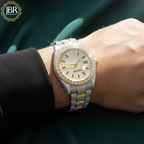 Fully iced-out VVS moissanite baguette diamond watch featuring precision-cut baguette stones across the bezel, dial, and band, delivering a bold, high-shine luxury statement look.