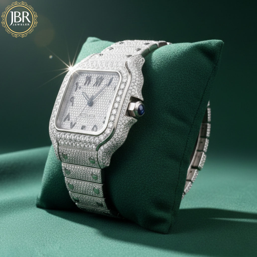 Fully Iced Out VVS Moissanite Diamond Bust Down Watch For Men