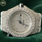 Luxury men's watch with fully moissanite studded dial and white silicon band