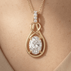 Gold Infinity Pendant Necklace with Oval Clear Stone