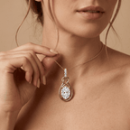 Gold Infinity Pendant Necklace with Oval Clear Stone