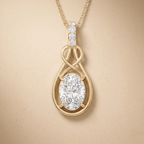 Gold Infinity Pendant Necklace with Oval Clear Stone