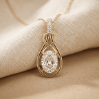 Gold Infinity Pendant Necklace with Oval Clear Stone