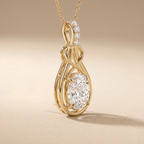 Gold Infinity Pendant Necklace with Oval Clear Stone