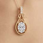 Gold Infinity Pendant Necklace with Oval Clear Stone