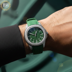 Green Silicon Belt Digit Dial Automatic Moissanite Wrist Watch