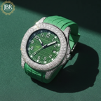 Green Silicon Belt Digit Dial Automatic Moissanite Wrist Watch