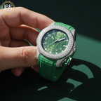 Green Silicon Belt Digit Dial Automatic Moissanite Wrist Watch