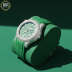 Green Silicon Belt Digit Dial Automatic Moissanite Wrist Watch