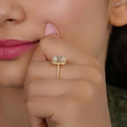 Halo Emerald Moissanite Diamond Engagement Ring with Side Stones - JBR Jeweler