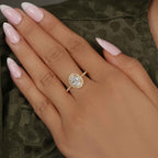 Halo Oval Moissanite Diamond Engagement Ring with Side Stones - JBR Jeweler