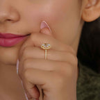 Halo Oval Lab Grown Diamond Engagement Ring with Side Stones - JBR Jeweler