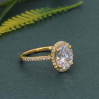 Halo Oval Moissanite Diamond Engagement Ring with Side Stones - JBR Jeweler