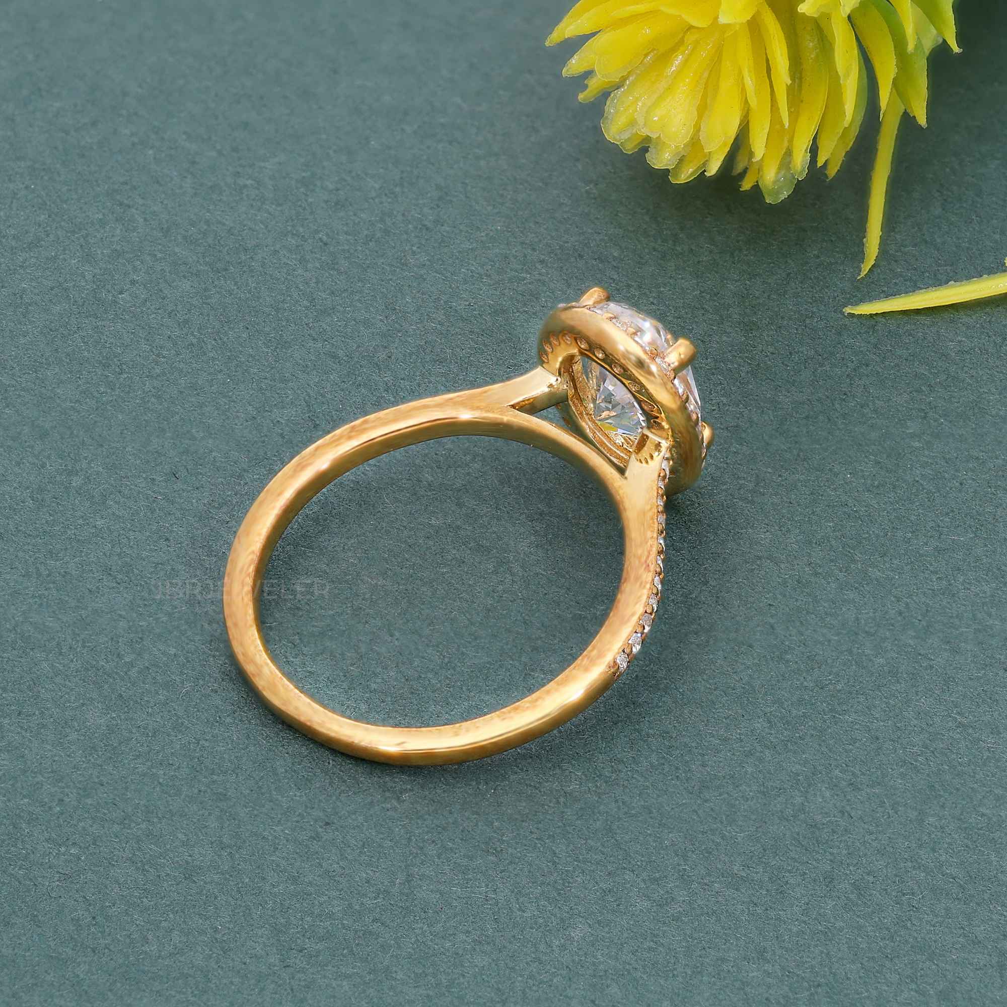 Halo Oval Lab Grown Diamond Engagement Ring with Side Stones - JBR Jeweler