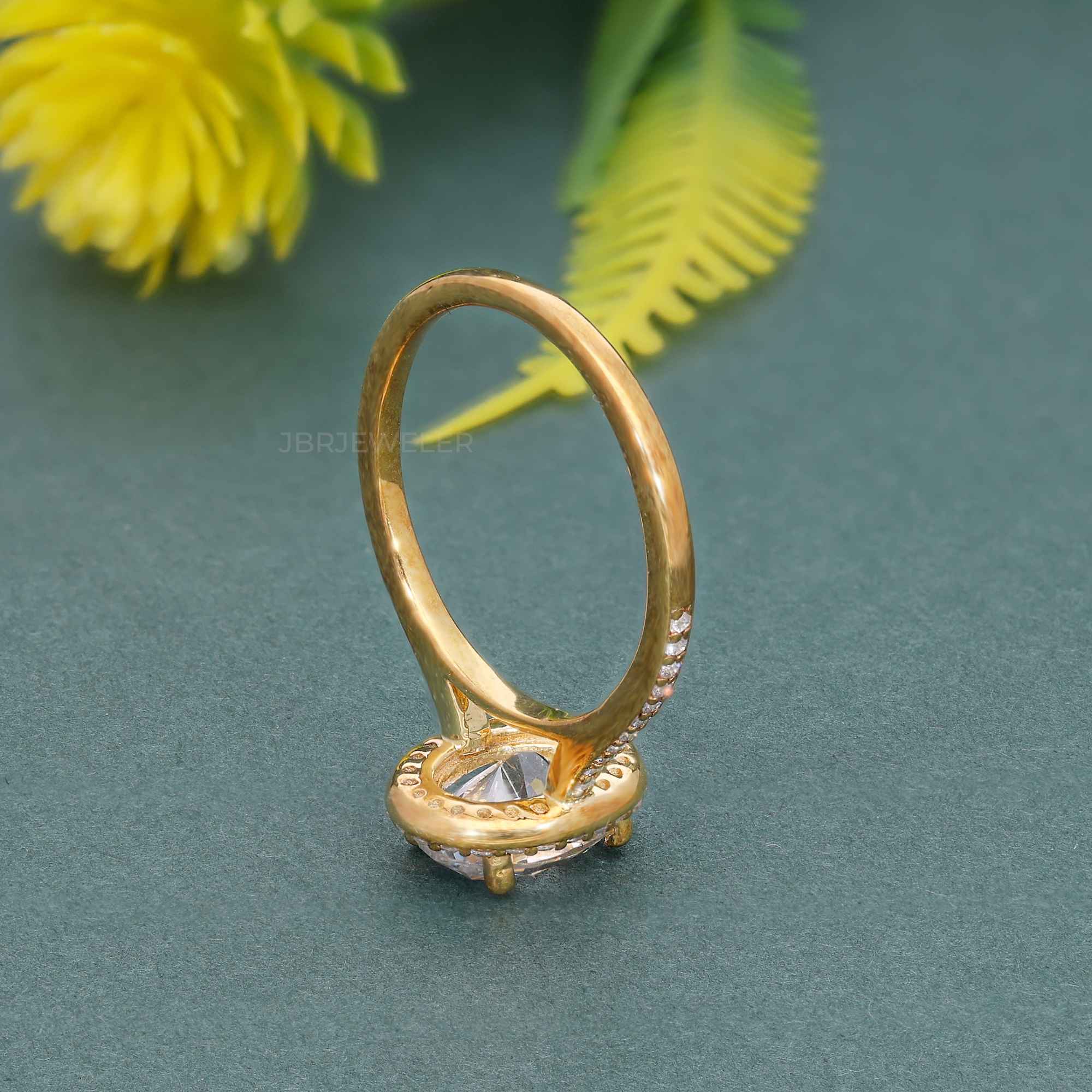 Halo Oval Lab Grown Diamond Engagement Ring with Side Stones - JBR Jeweler