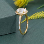 Halo Oval Moissanite Diamond Engagement Ring with Side Stones - JBR Jeweler