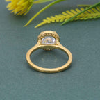 Halo Round Moissanite Diamond Engagement Ring with Side Stones - JBR Jeweler