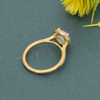 Halo Round Moissanite Diamond Engagement Ring with Side Stones - JBR Jeweler