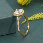 Halo Round Moissanite Diamond Engagement Ring with Side Stones - JBR Jeweler