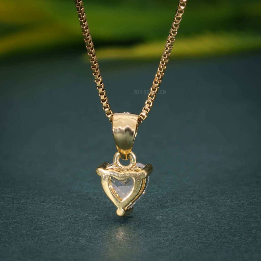 14K Solid Gold 1 Carat Heart Cut Moissanite Diamond Solitaire Pendant Necklaces for Women