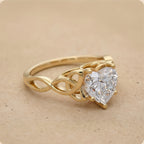 Lab grown diamond heart ring side profile