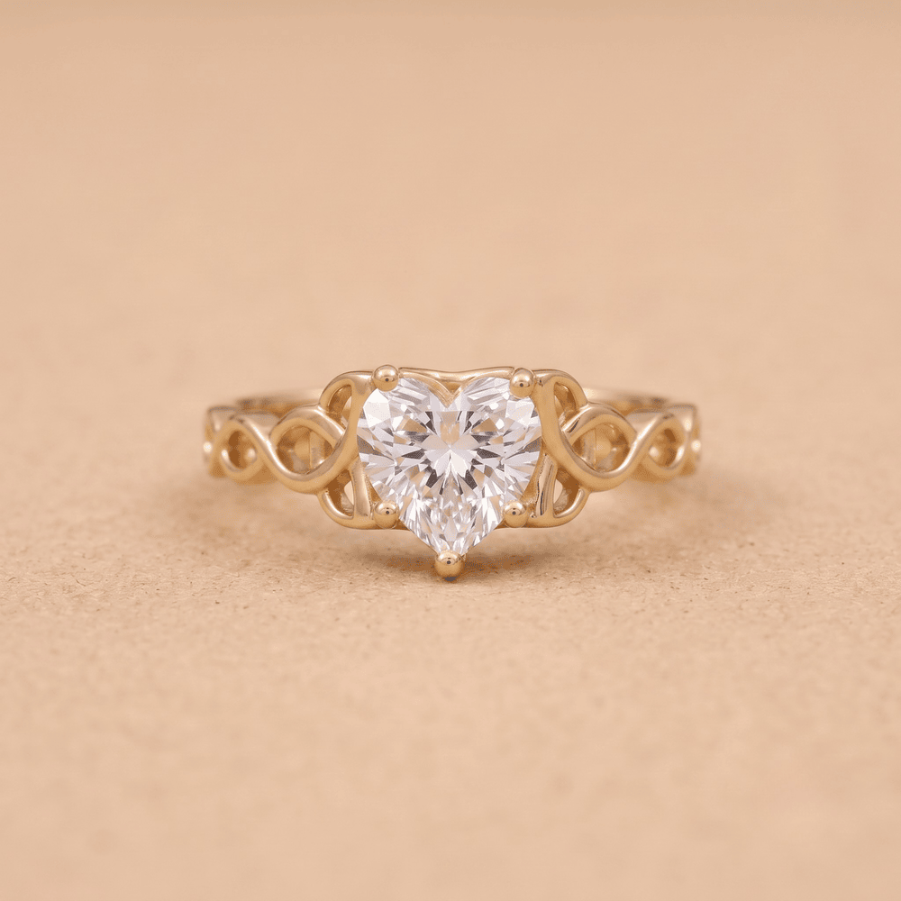 Celtic dragon 14K gold ring band detail