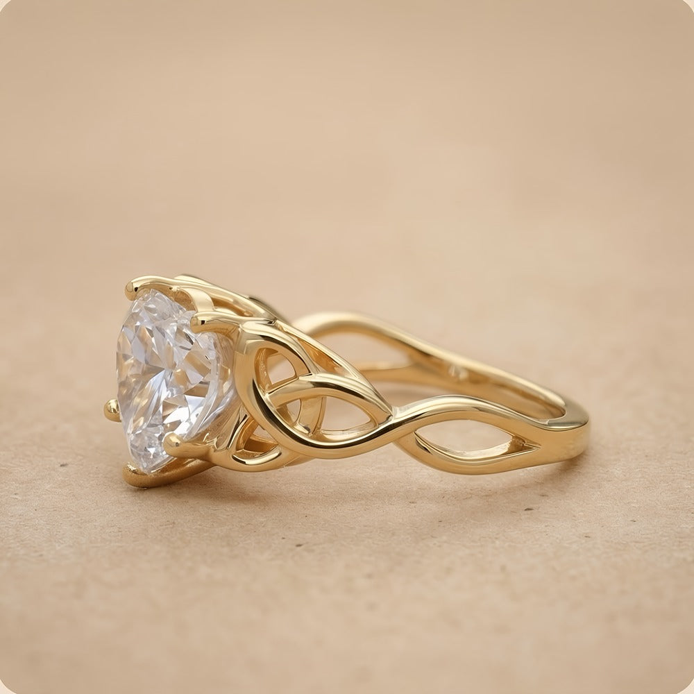 Lab grown diamond heart ring side profile
