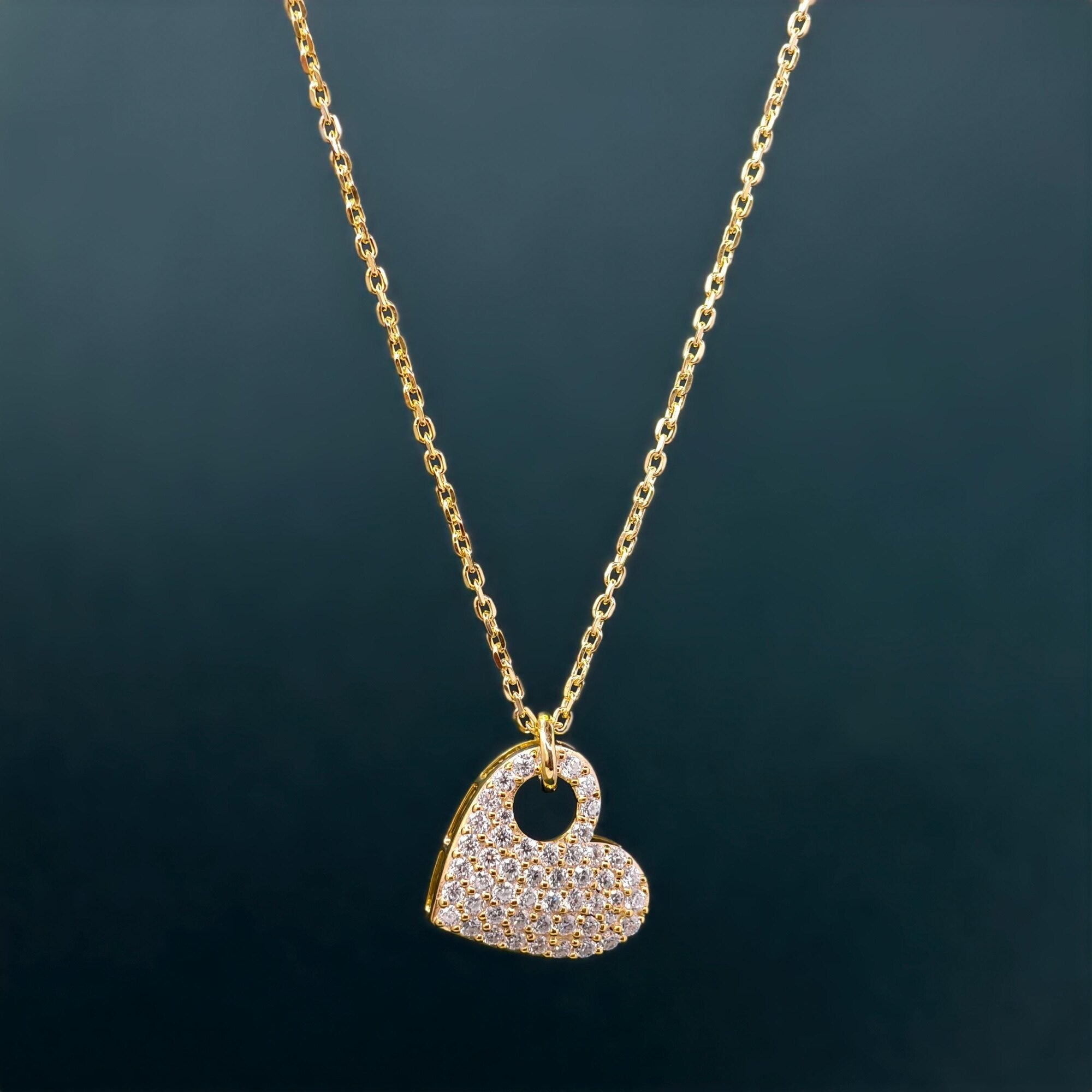 Heart Pendant Diamond 14K Gold Heart Charm Minimalist Love Pendant Jewelry - JBR Jeweler