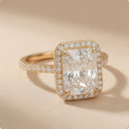 Hidden halo moissanite engagement ring side profile