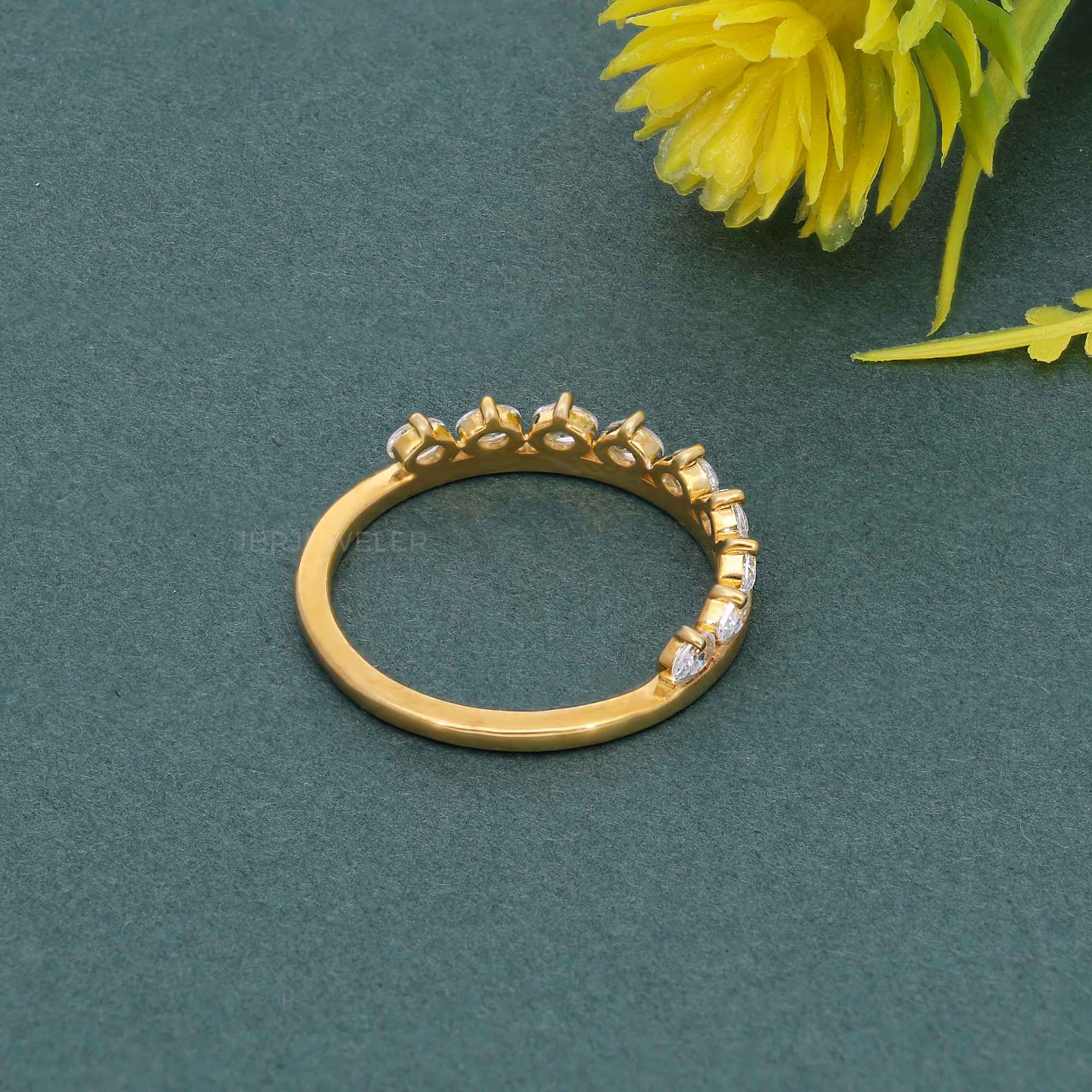 Horizontal Oval Lab Diamond Half Eternity Wedding Band - JBR Jeweler