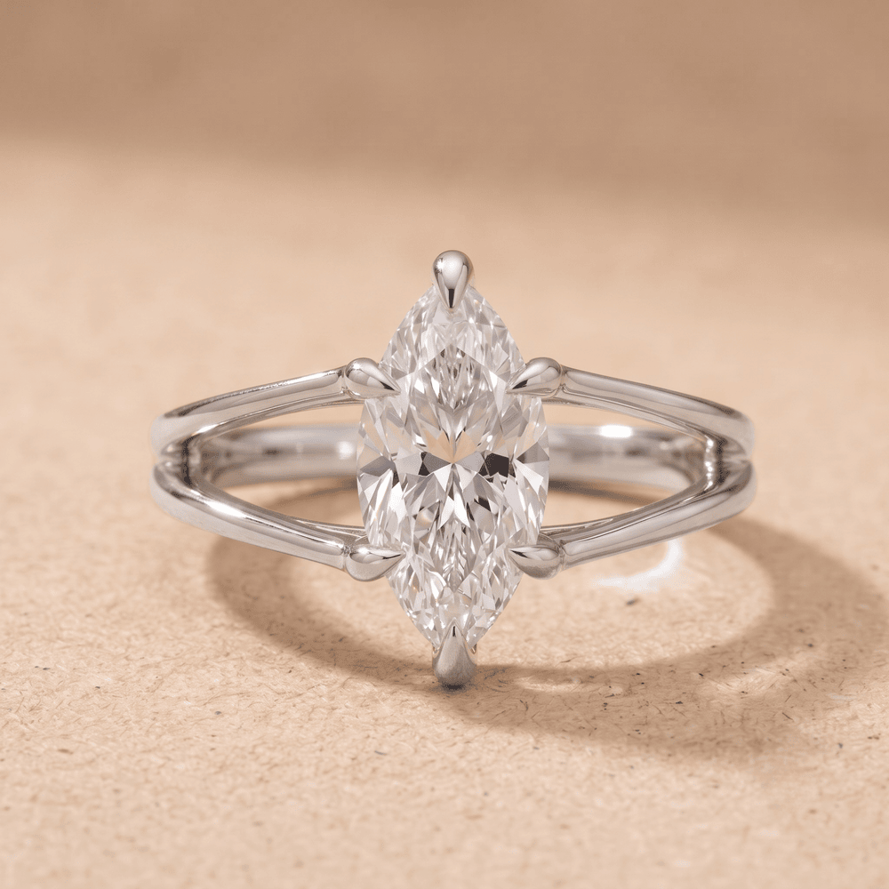 Lab grown marquise diamond ring front view