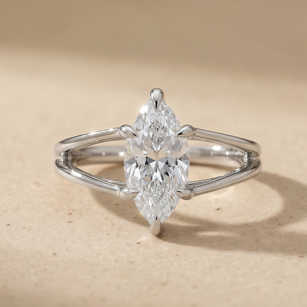 Marquise cut diamond bridal ring for her