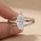 Marquise bridal ring on model's hand
