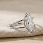 Marquise diamond bridal ring side profile view