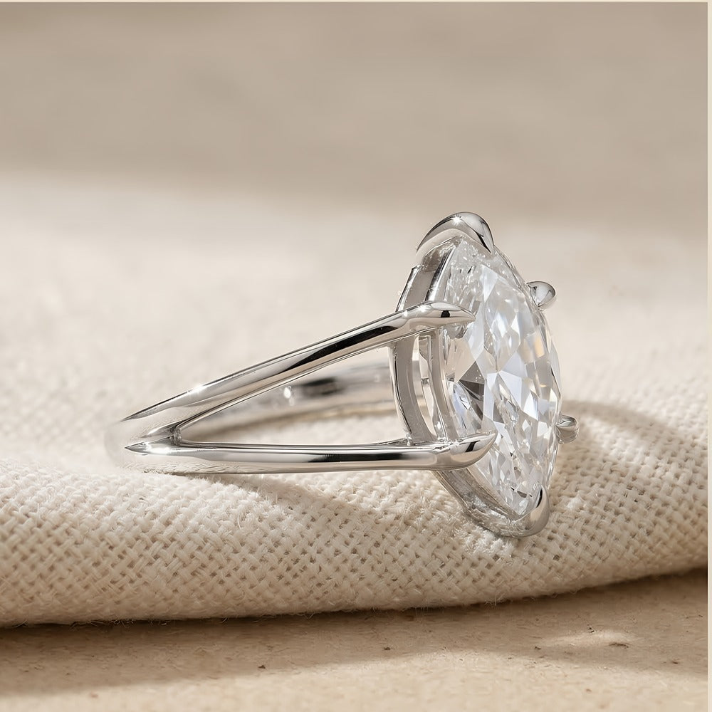Marquise diamond bridal ring side profile view