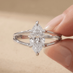 Marquise bridal ring on model's hand