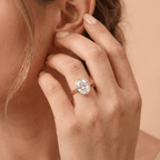 Eco-conscious oval bezel diamond ring lifestyle photo
