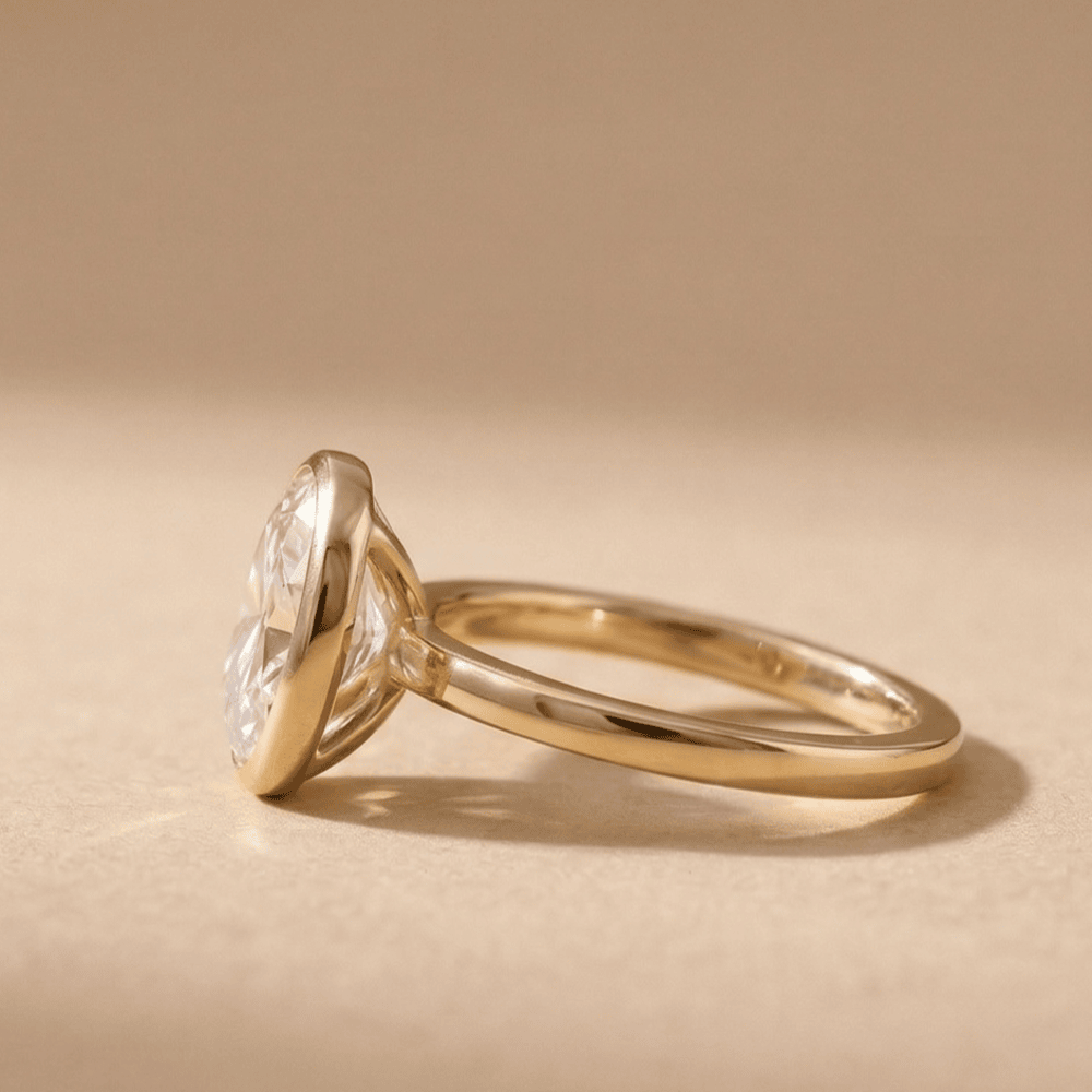 IGI certified oval diamond ring side profile