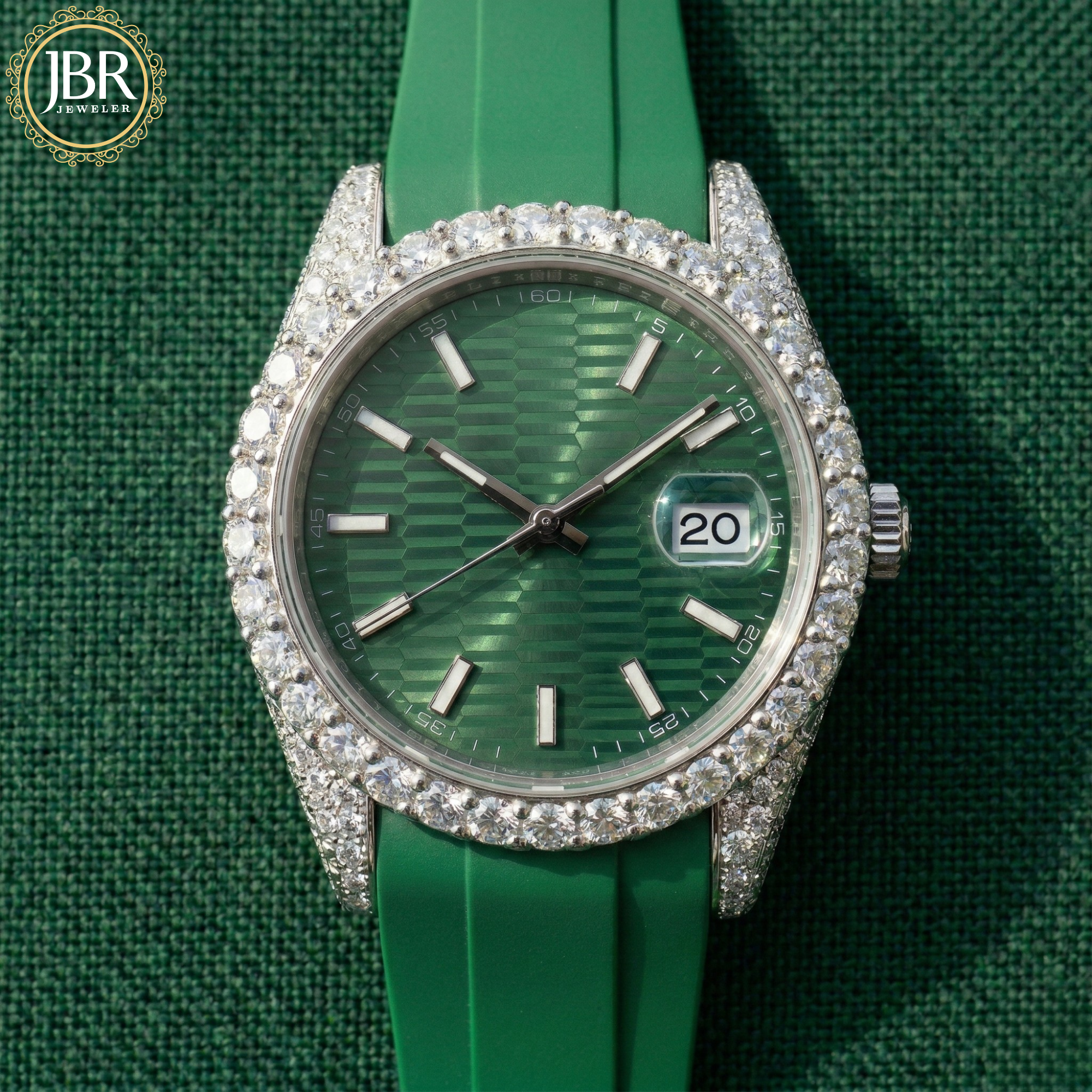Iced Out Green Dial VVS Moissanite Hip Hop Automatic Luxury Watch JBR JEWELER